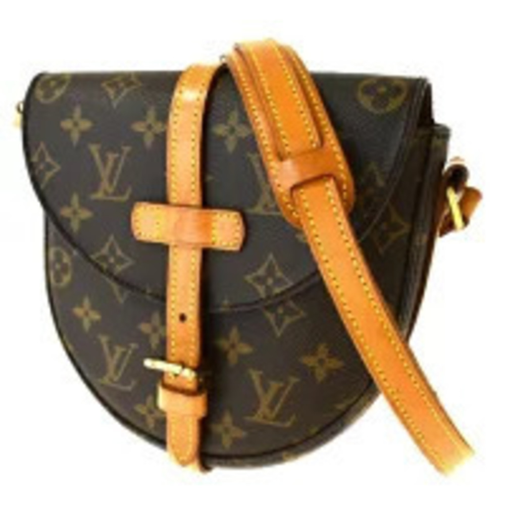 Louis Vuitton Chantilly Pochette Monogram Leather Shoulder Bag Black Brown